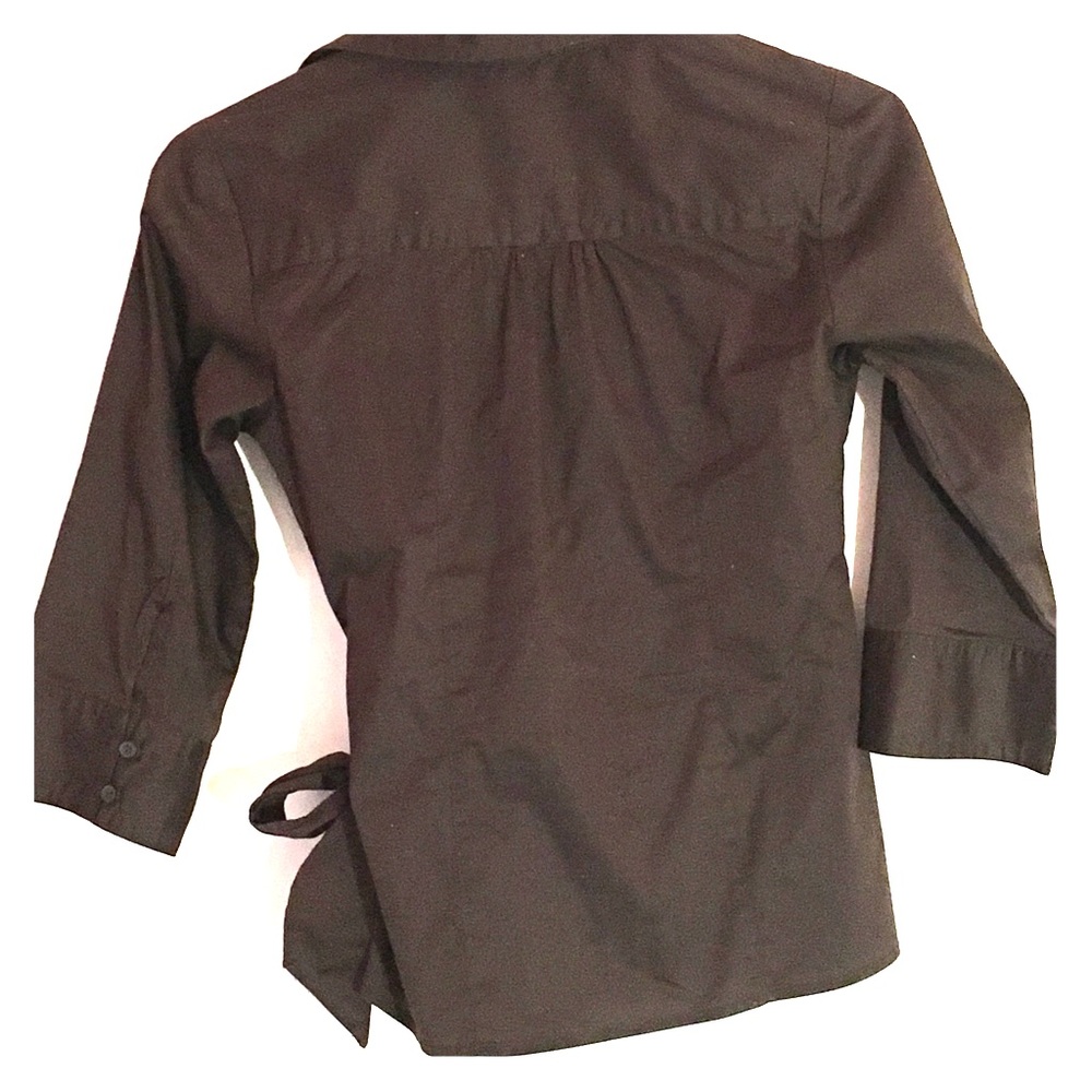 Brown tie blouse